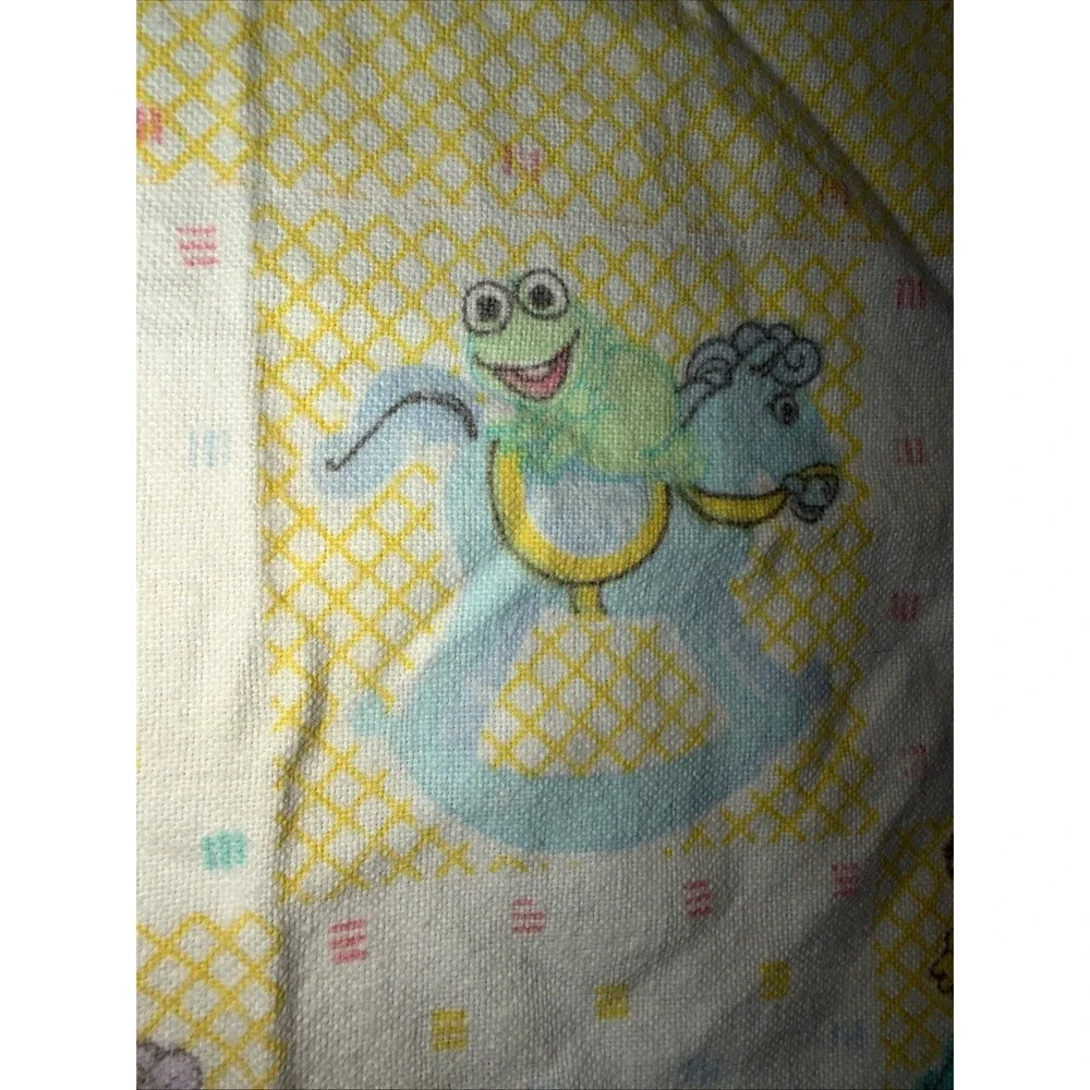 Muppet Babies Baby Blanket  Jim Henson Yellow Vintage Receiving